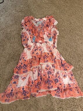 Alicia Bell orange floral print frilly dress